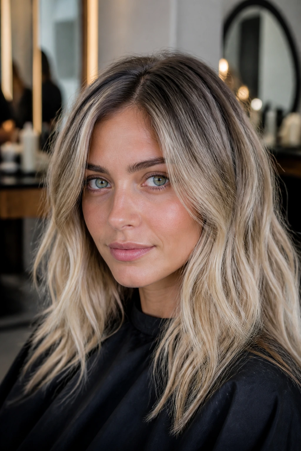 Real client discussing color with colorist in salon setting