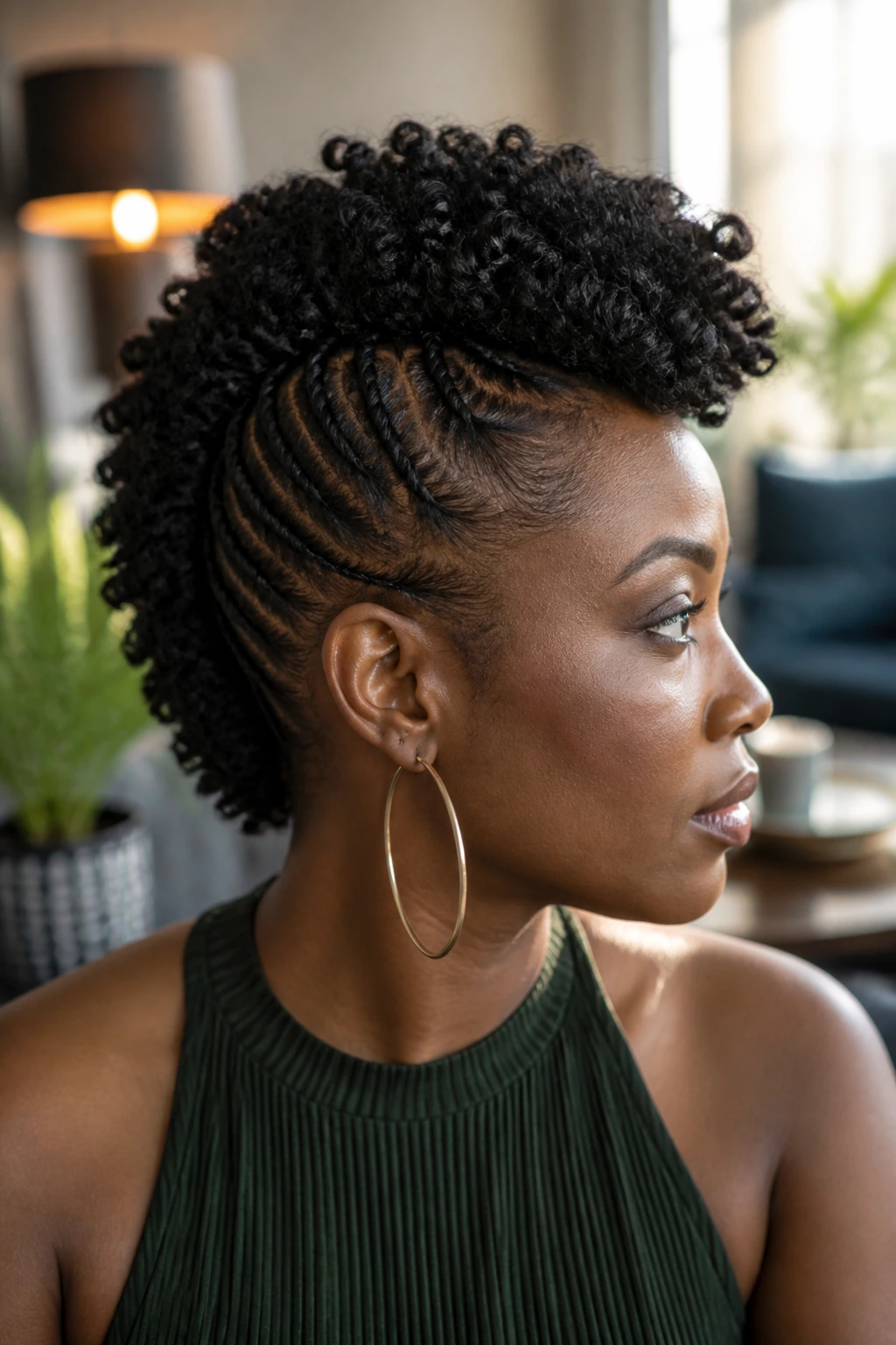 Crocheted mohawk silhouette on a real person
