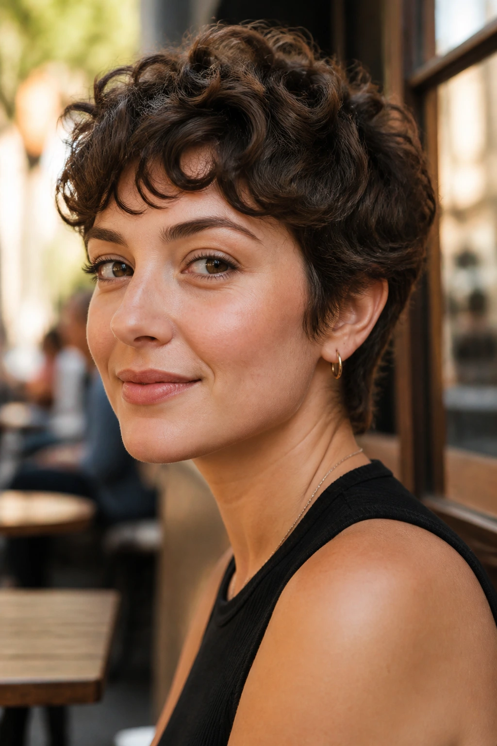 Portrait of a real person with cropped shag soft sides