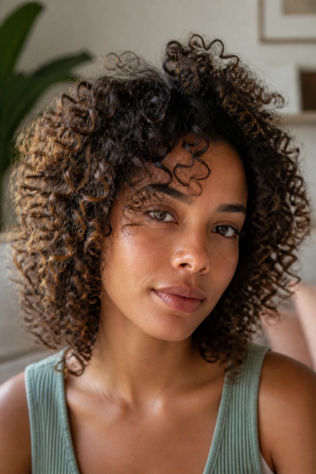 Portrait highlighting different curl patterns on the same head