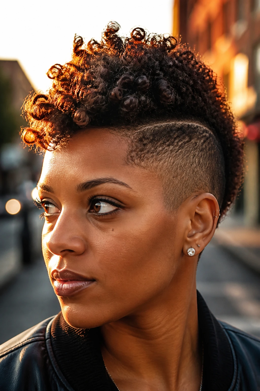 Portrait of a person with curly crown hawk mohawk