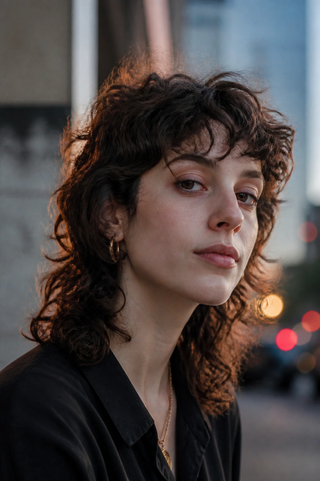 Real person with curly mullet lite and wispy fringe.