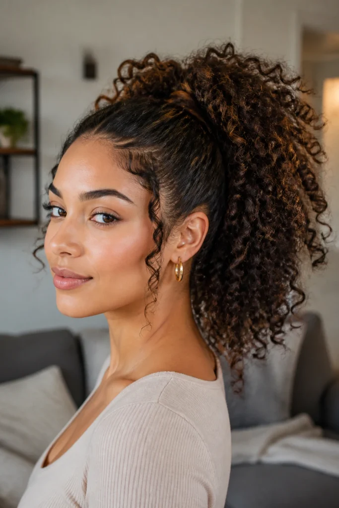 22 Ponytail Hairstyles for Curly Hair