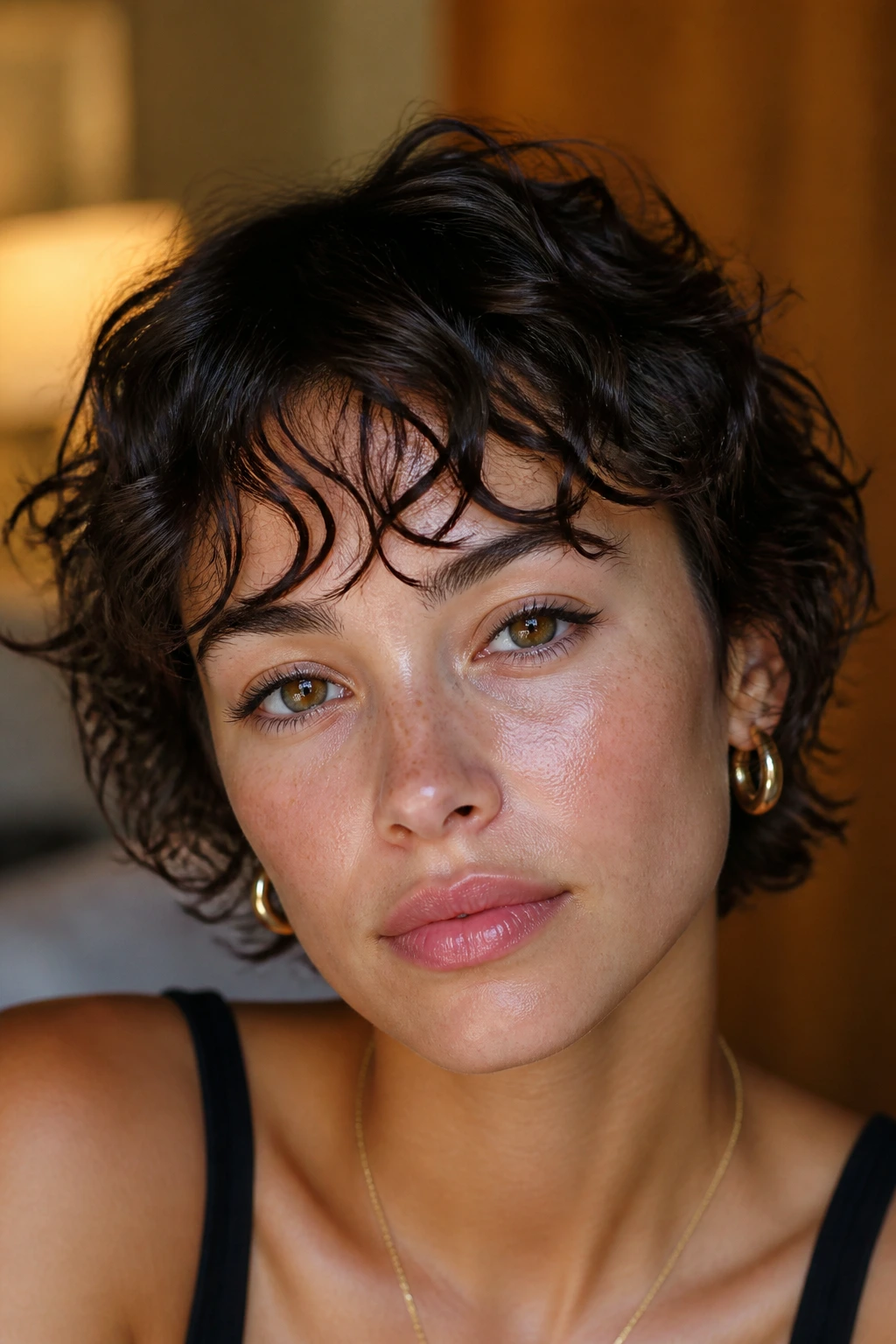 Real person with curly ribbon fringe close-up