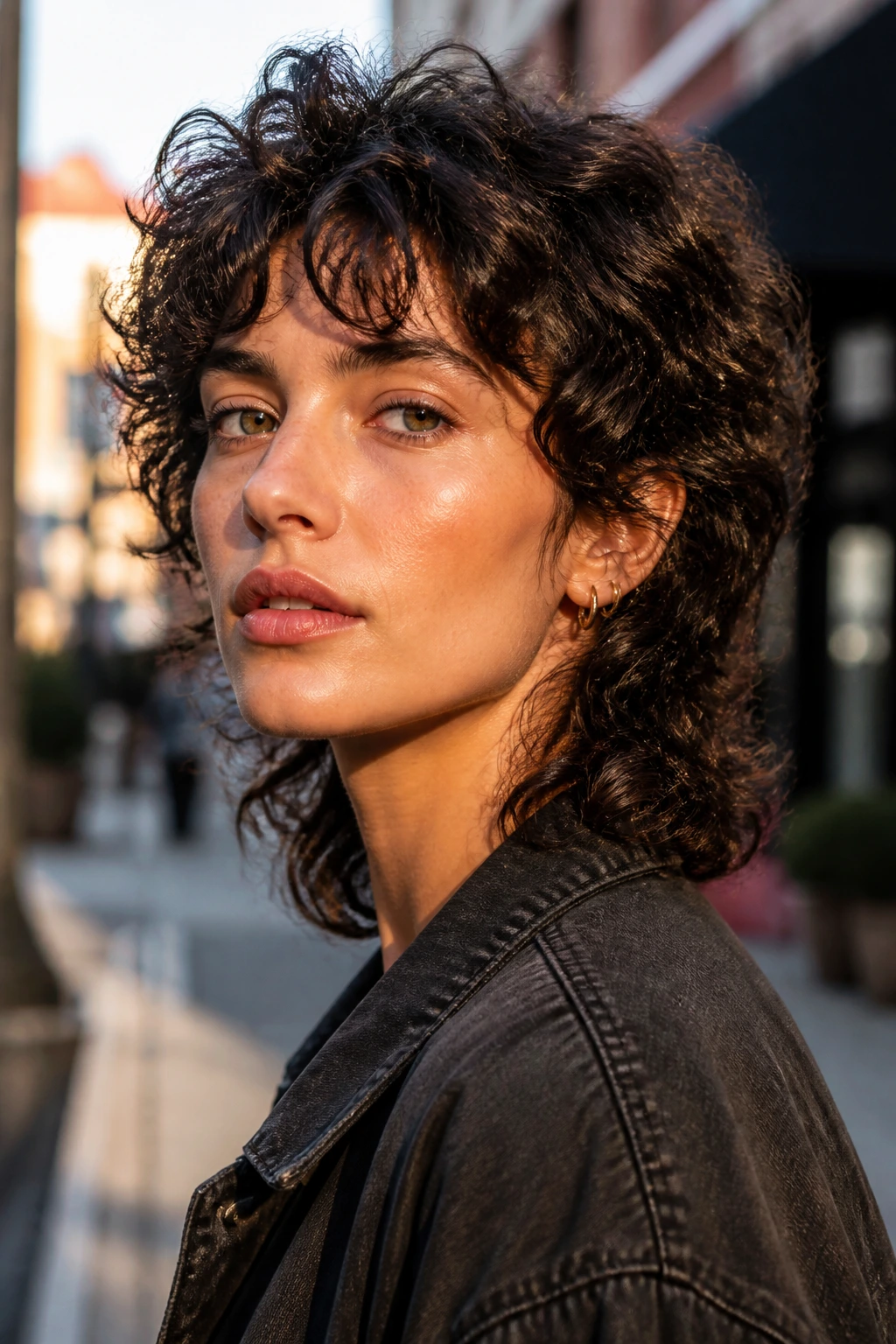 Close-up of curly wolf cut on a real person