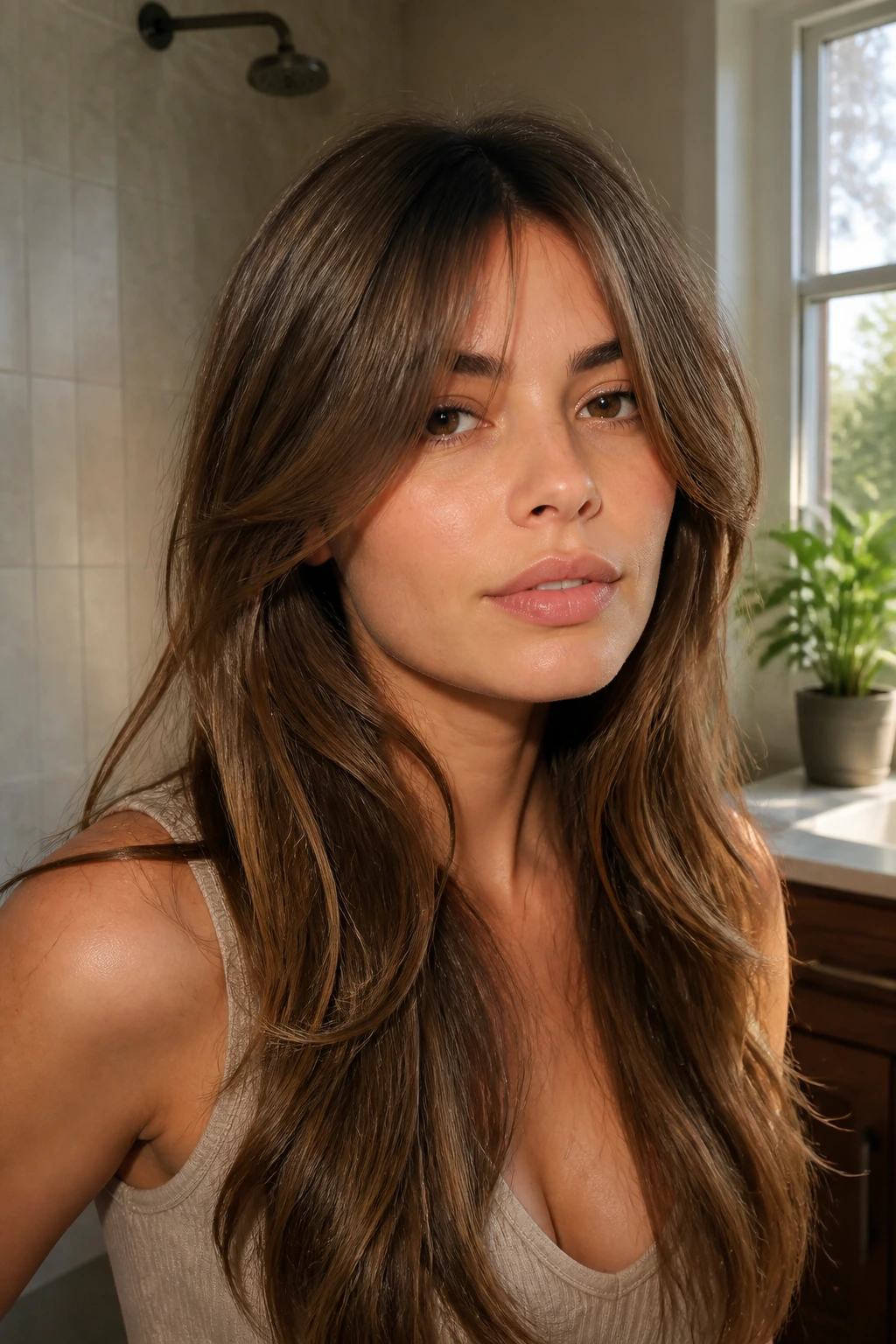 Portrait showing subtle curtain bang tweaks in bend and texture