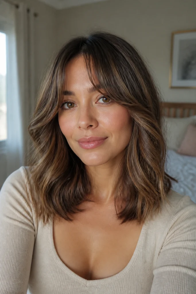 16 Shoulder Length Hairstyles for Round Faces