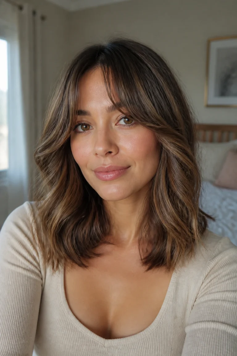 16 Shoulder Length Hairstyles for Round Faces