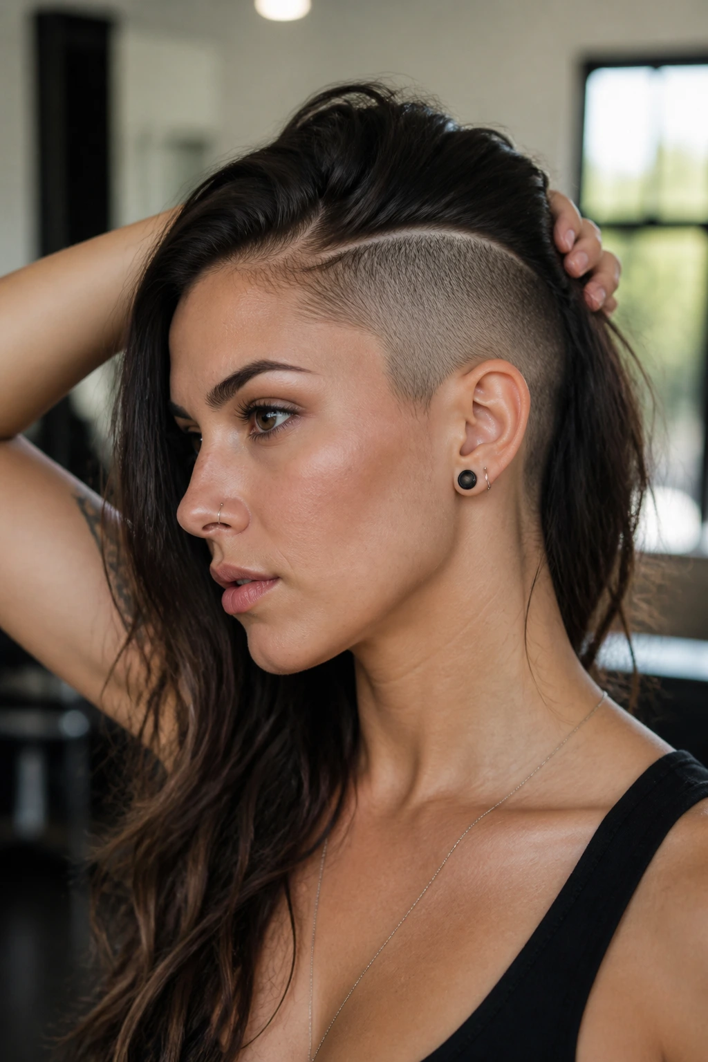 Portrait showing a deep side-panel undercut.