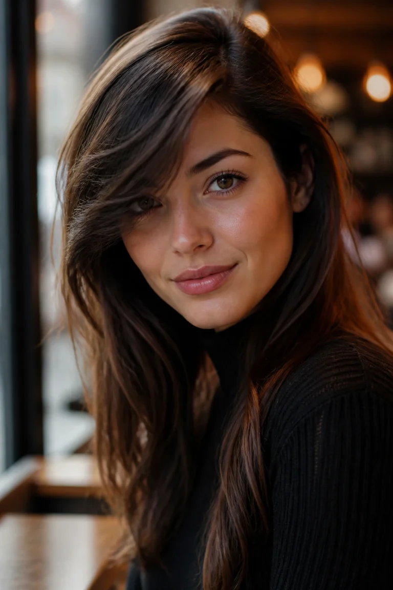 19 Side Swept Bangs for Long Faces