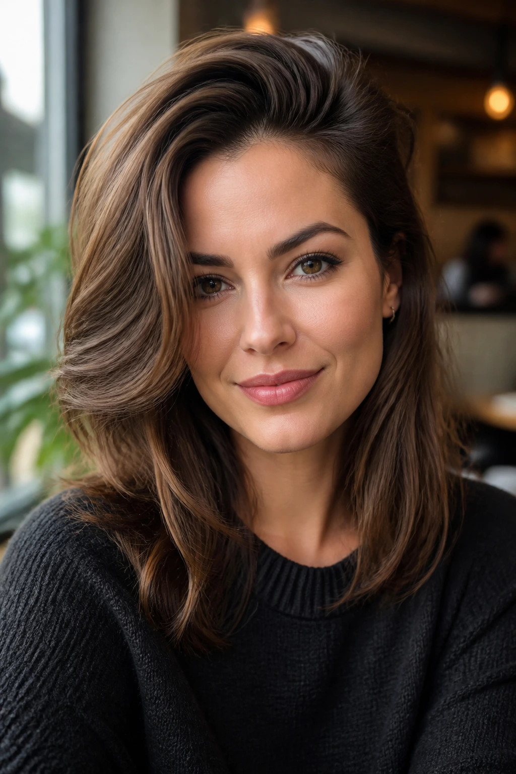 Portrait of a person with a deep side-part blowout hairstyle