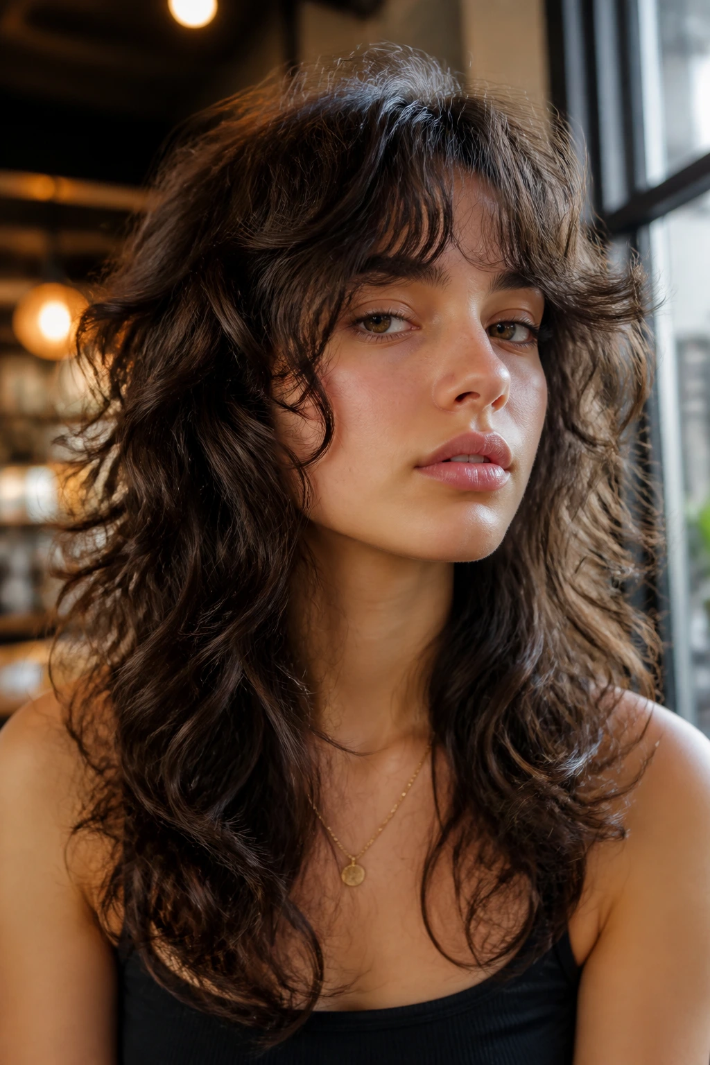 Real person with defined 2C wave wolf haircut showing strong waves and controlled shape