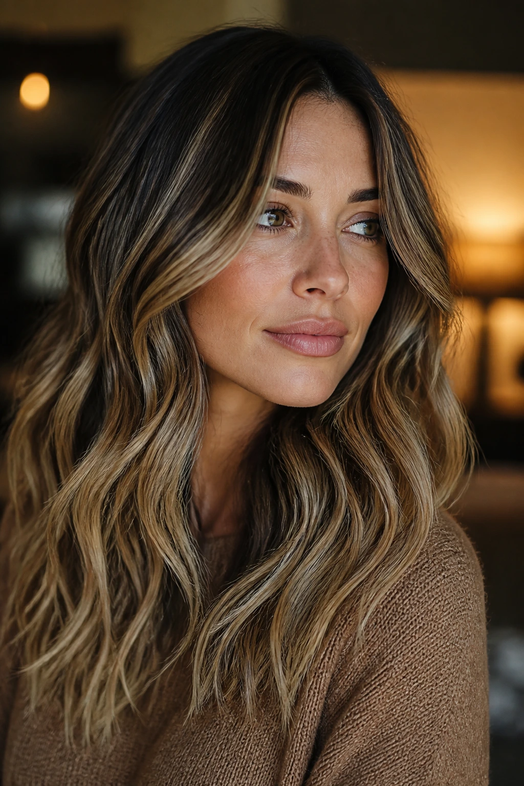 Portrait showing dimensional hair color with depth and shadows.