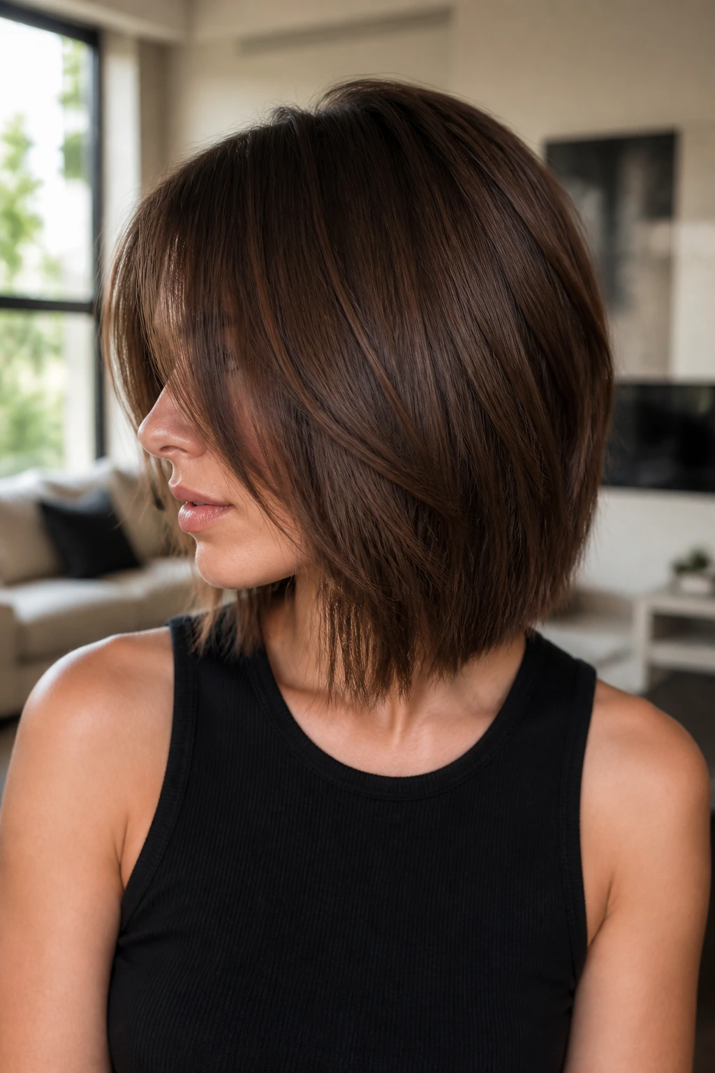 Profile of a real woman with a Disconnected Lob showing sharp internal layers