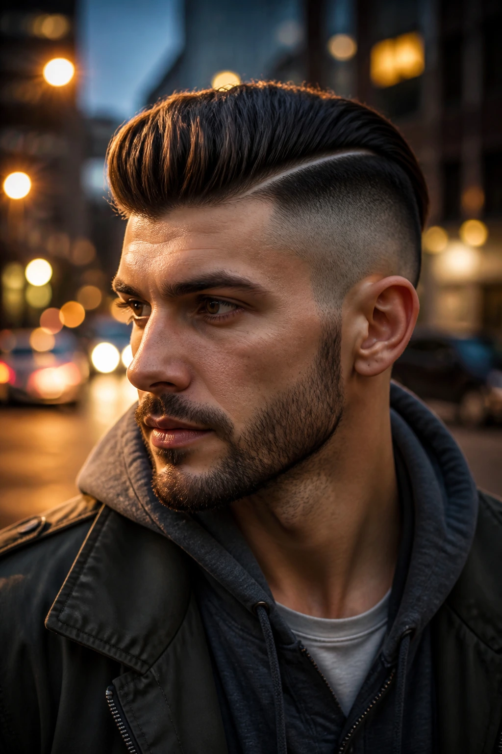 Close-up of man with a disconnected undercut showing contrast between top and sides