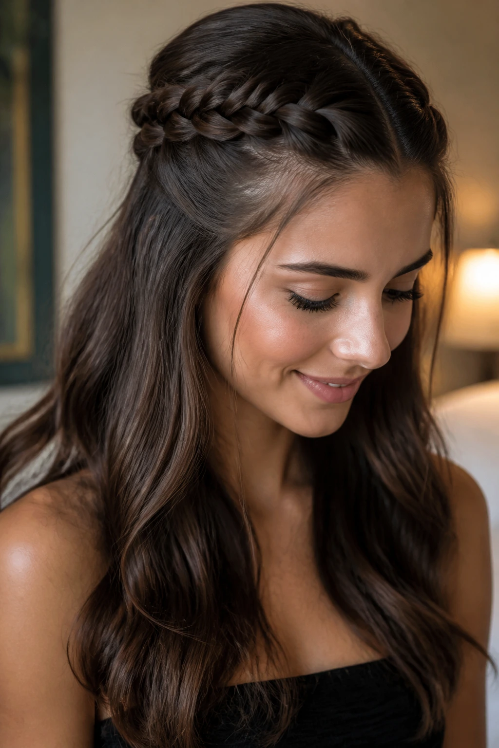 Close-up of two braids half-back on a real person