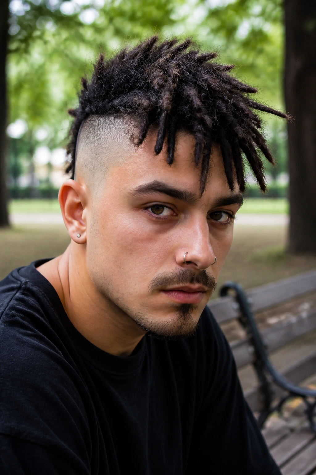 Portrait of a real person with a dread top and clean sides