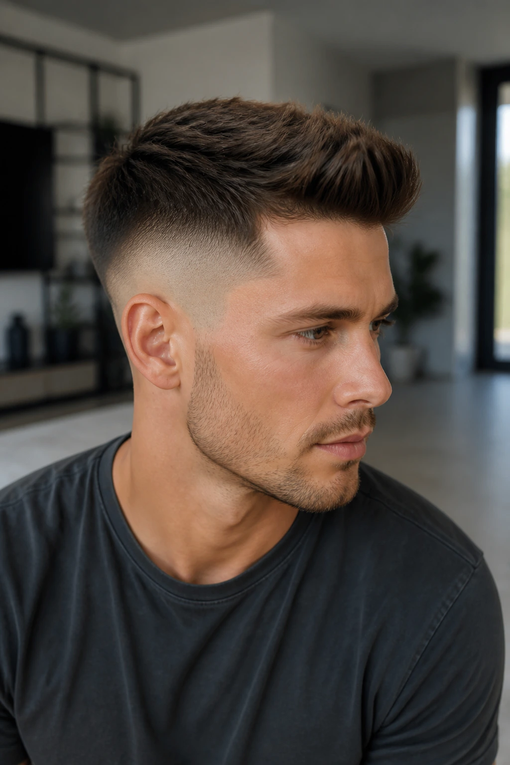 Man with drop fade and short quiff