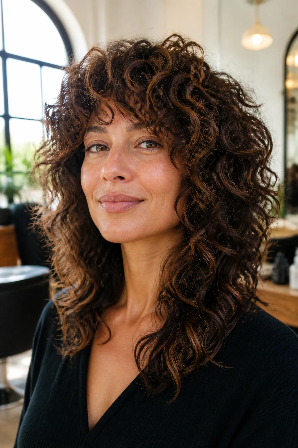 Portrait of woman with dry-cut low-maintenance shag