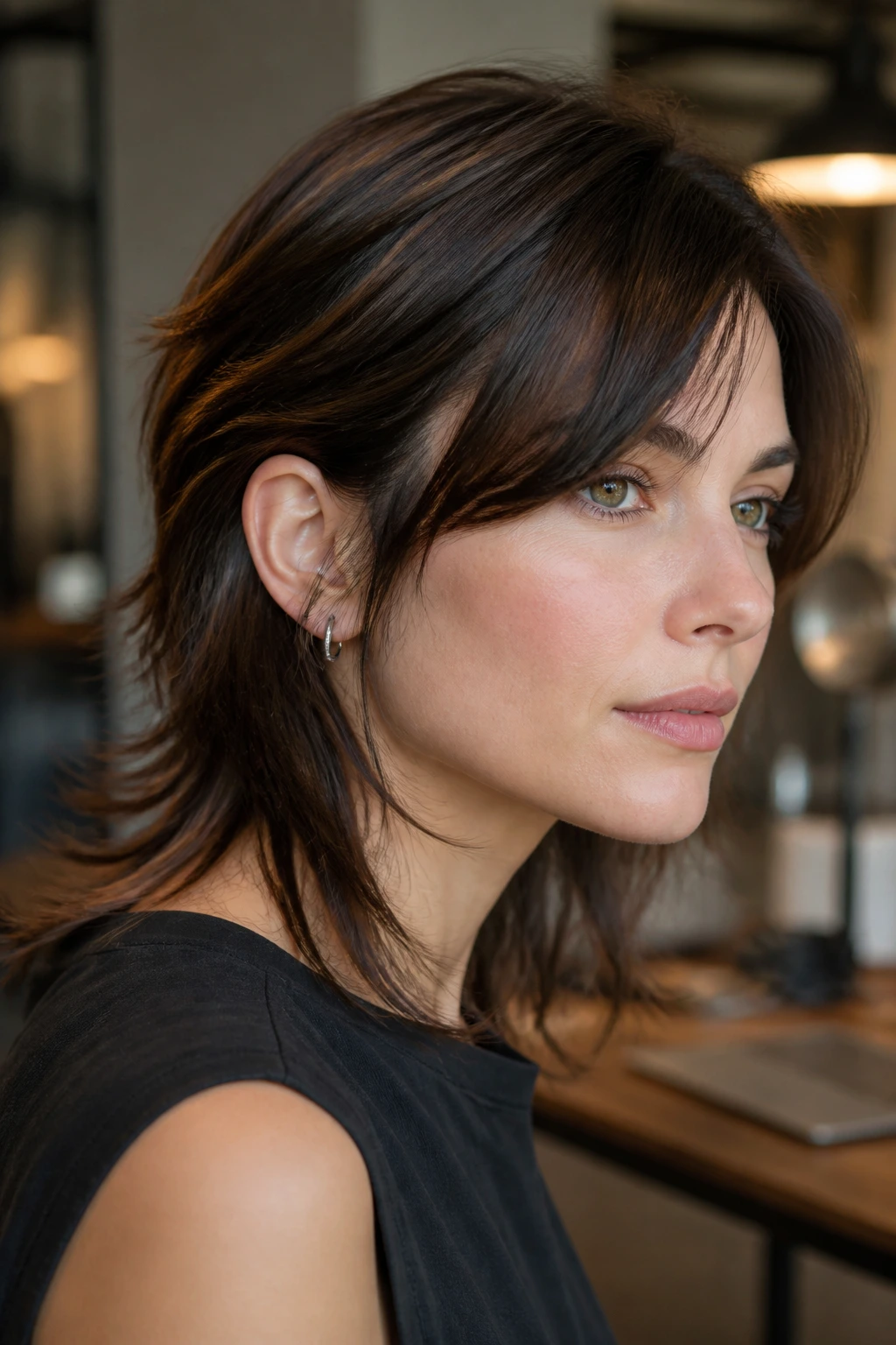 Real person with ear-tuck friendly wolf cut