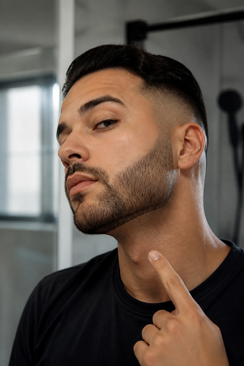 Close-up of a man with a crisp neckline and clean edges