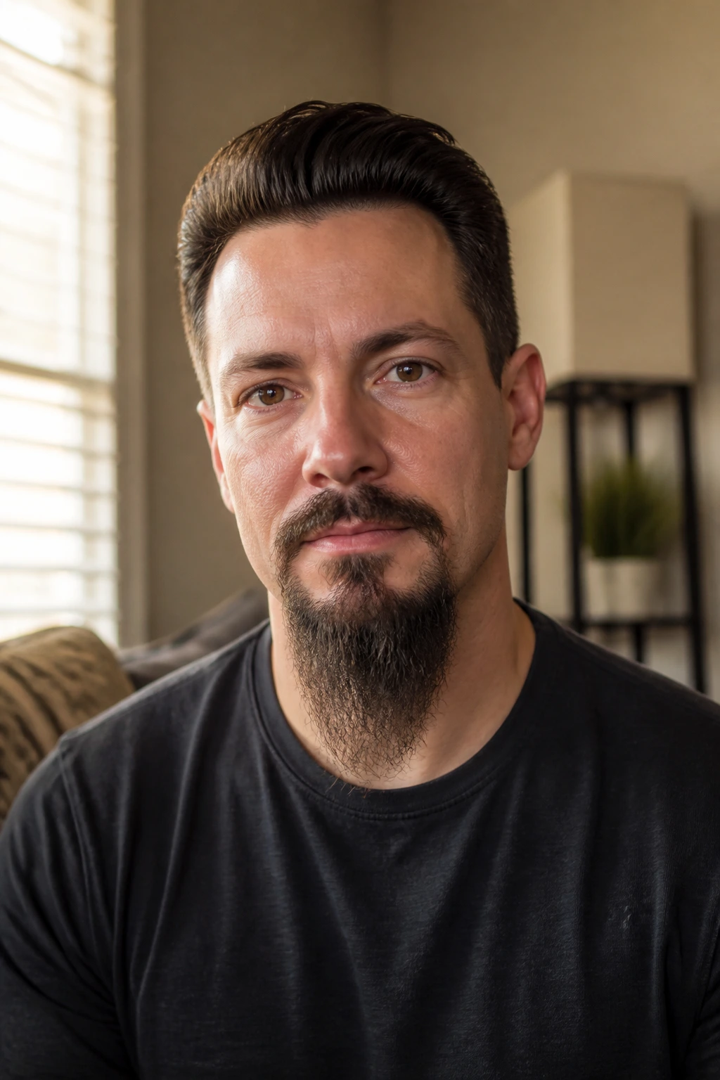 Close-up of a man with an extended goatee