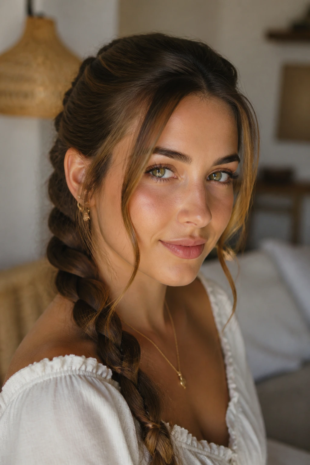 Close-up of a braid with face-framing strands