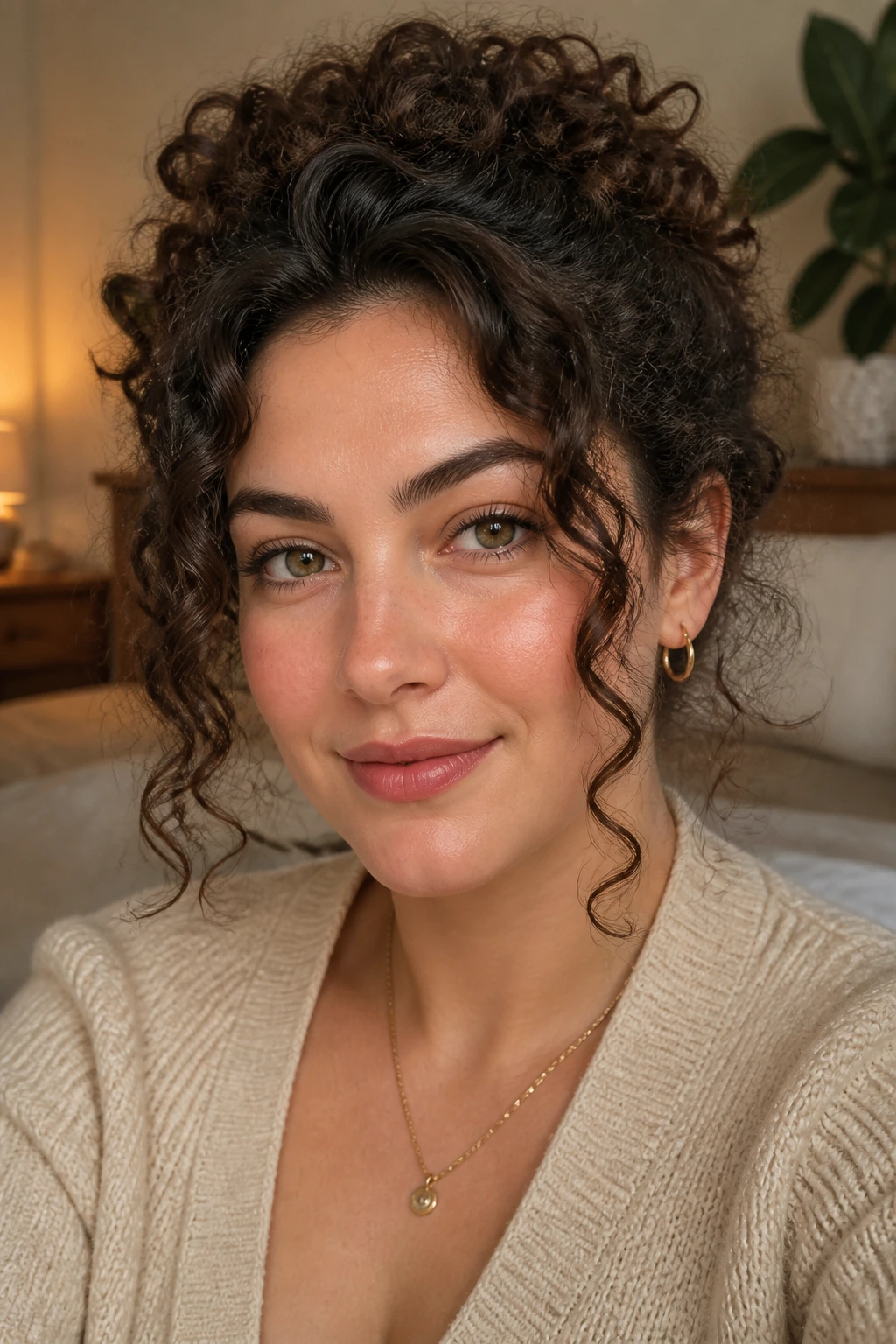 Portrait focusing on face-framing front pieces below cheekbone