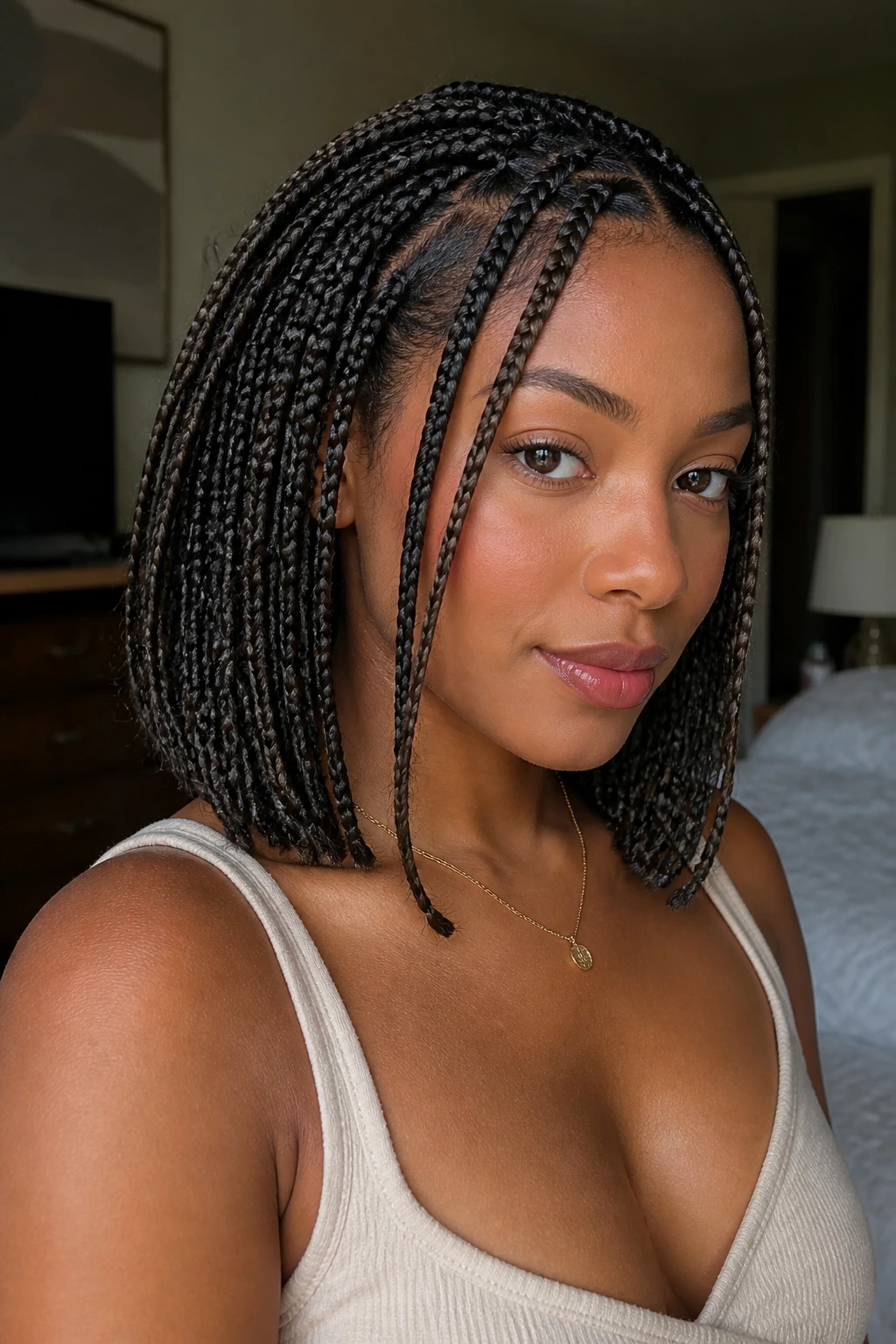 Close-up of face-framing tendrils around the cheeks on a real person