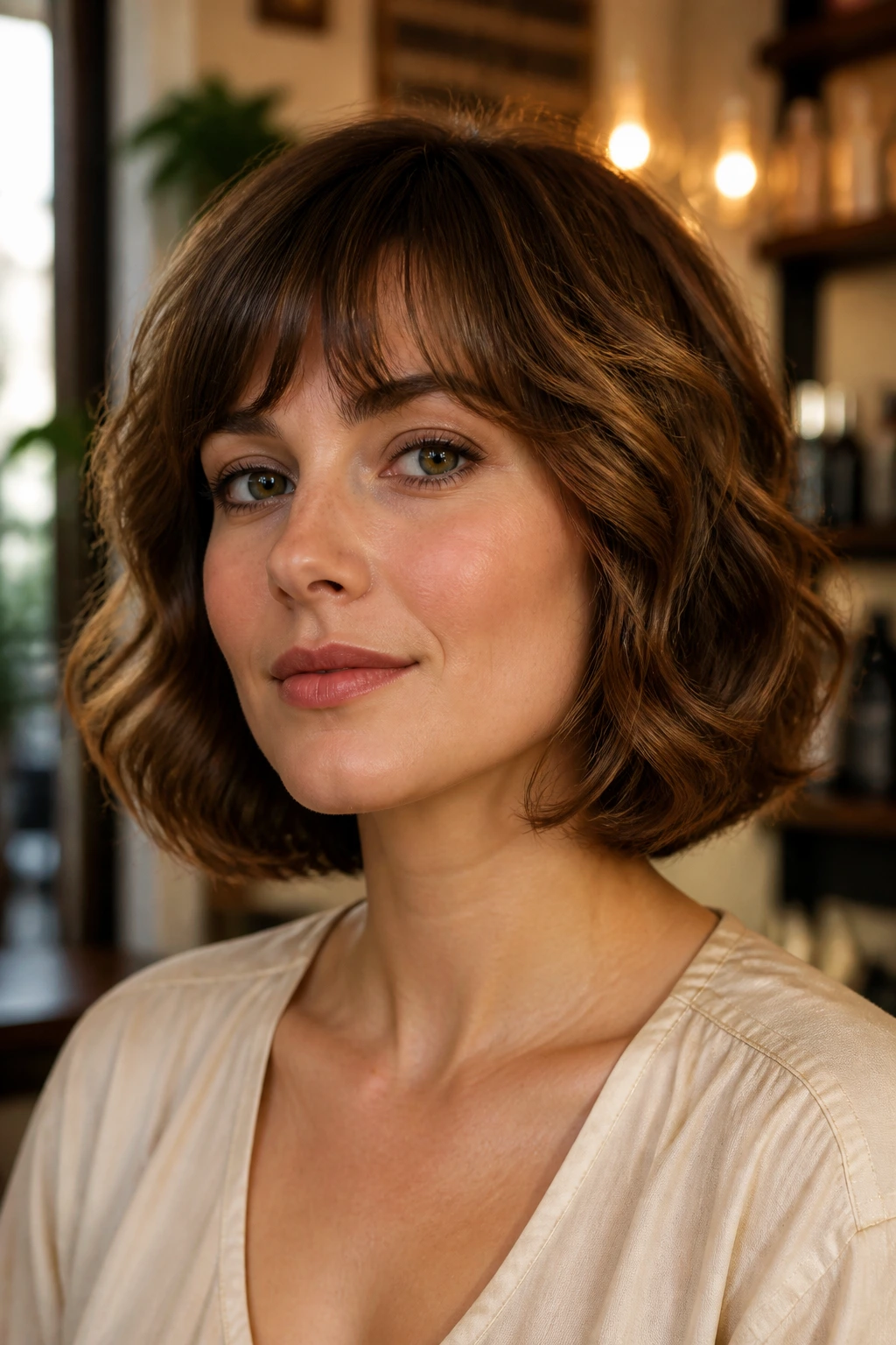 Portrait of a person with a retro haircut tailored to face and texture
