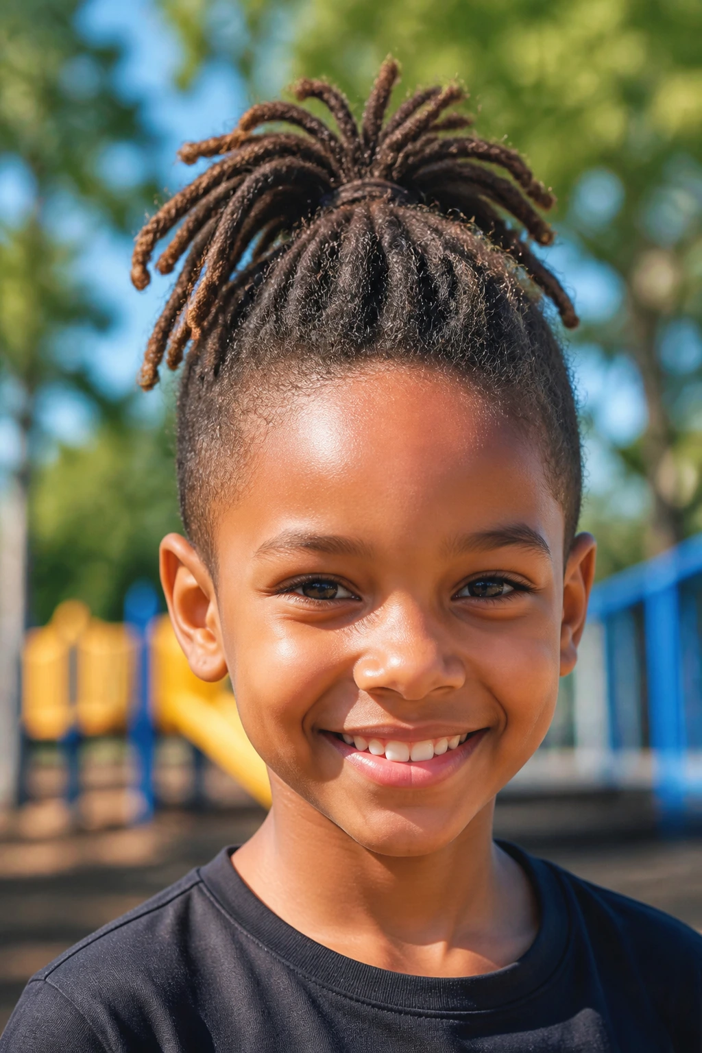 Close-up of a real child with a lifted faux hawk and soft sides