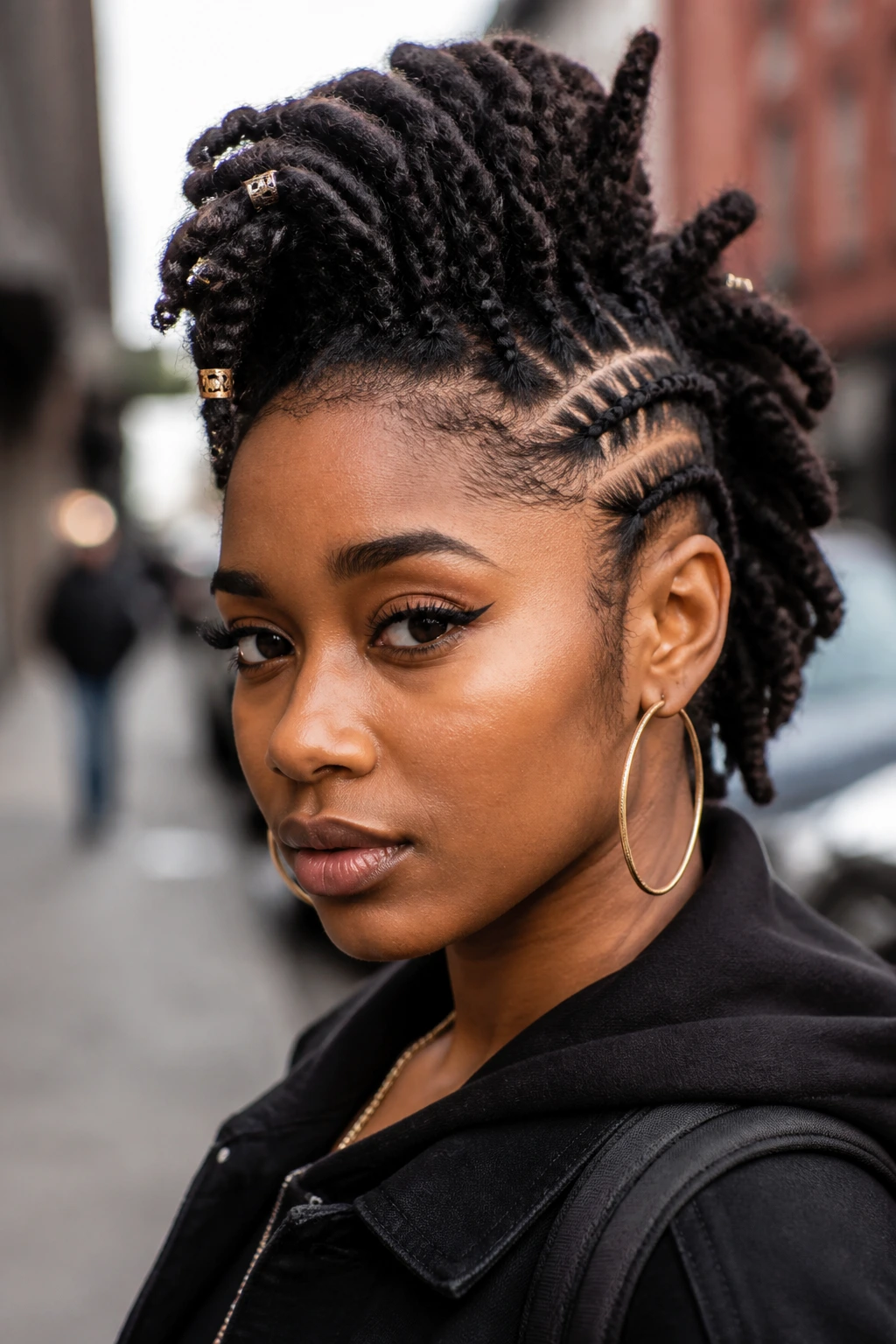 Real person with Marley twist faux hawk