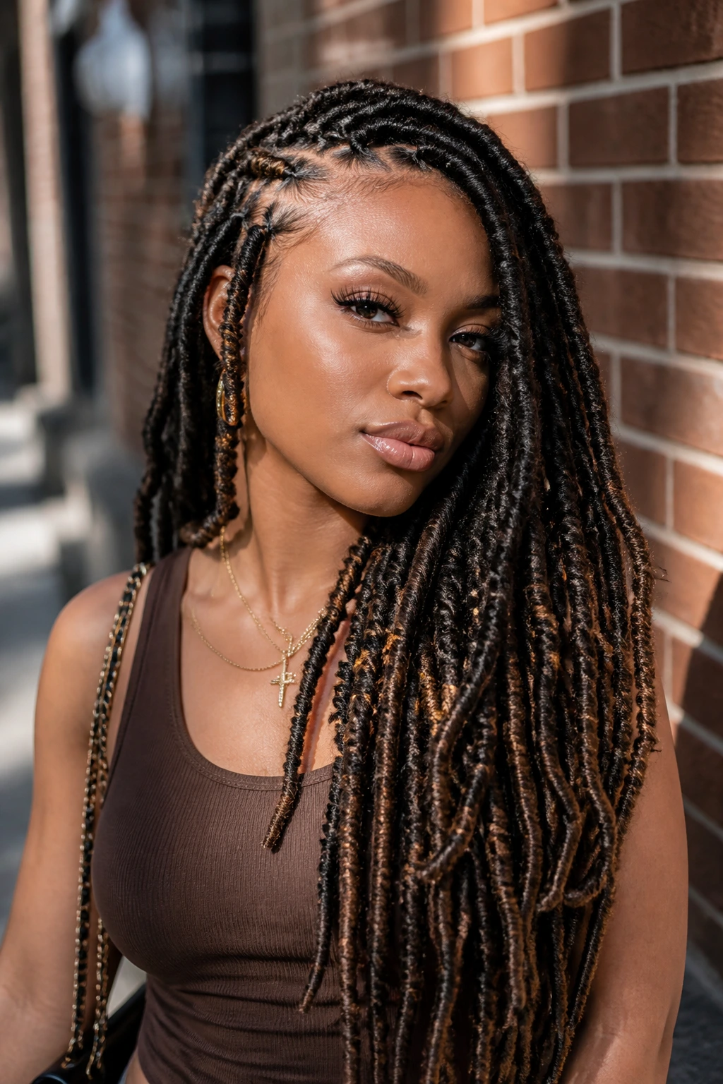 Real person with faux-loc passion twist hybrid portrait