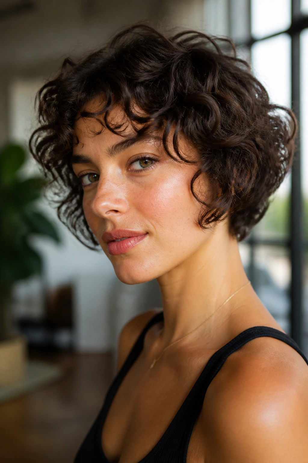 Real person with jawline feathered crop in natural window light