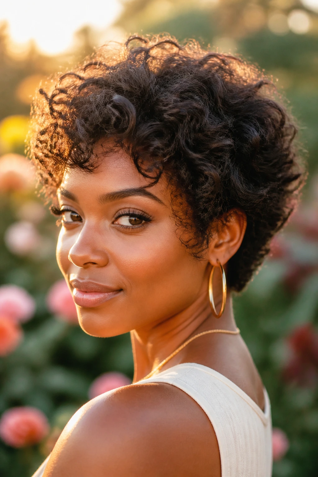 Close-up of a real woman with a feathered diffused crop.