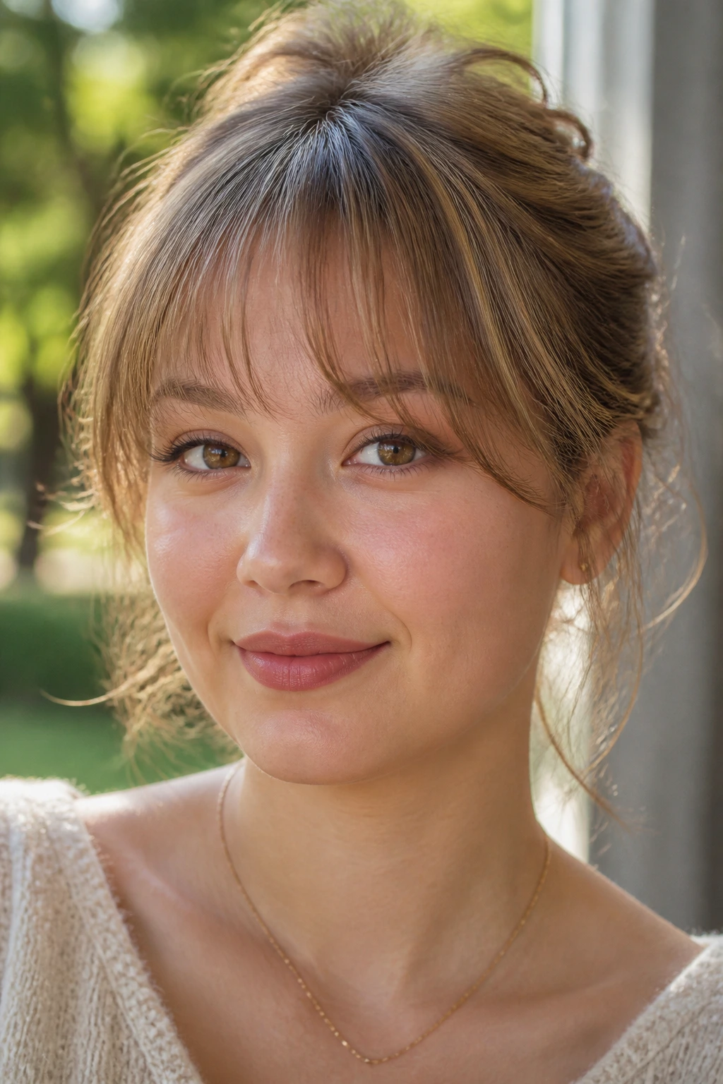 Close-up portrait of a person with fine-hair airy fringe