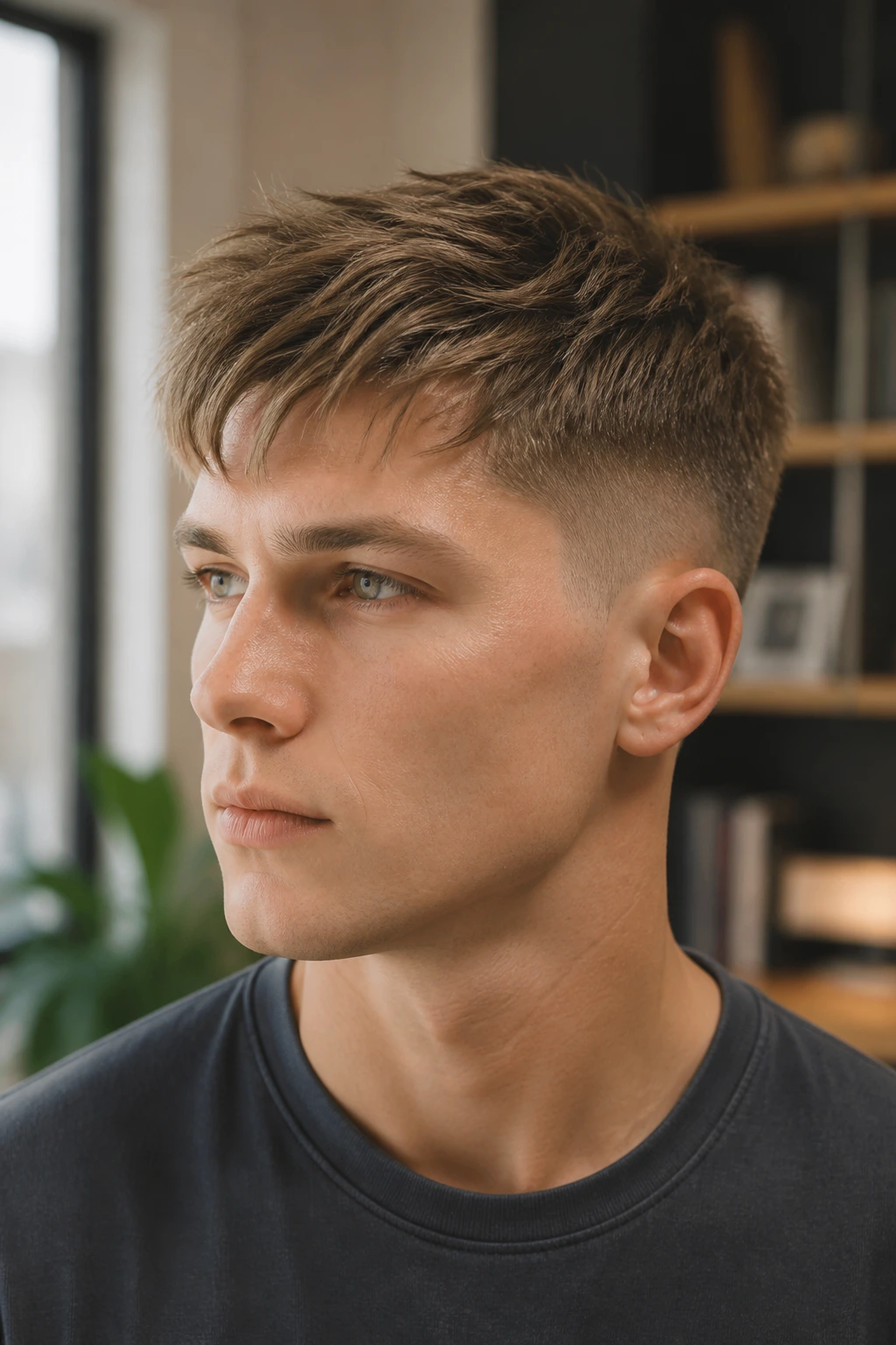 Close-up of a man with fine textured crop in natural light