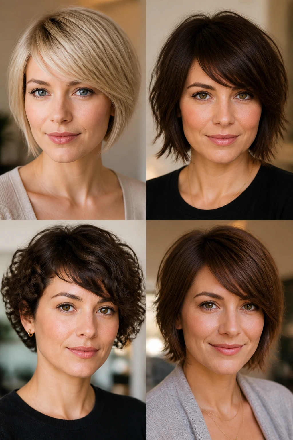 Portrait showing diagonal side bangs suitable for multiple hair textures
