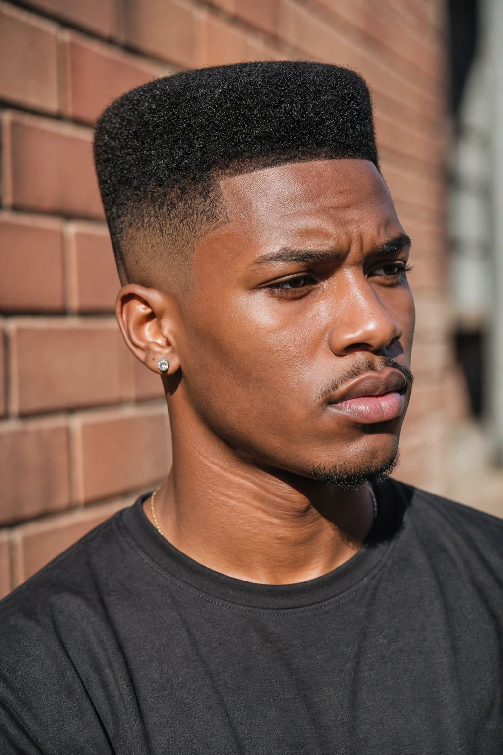 Close-up of Flat Top hairstyle on a real man