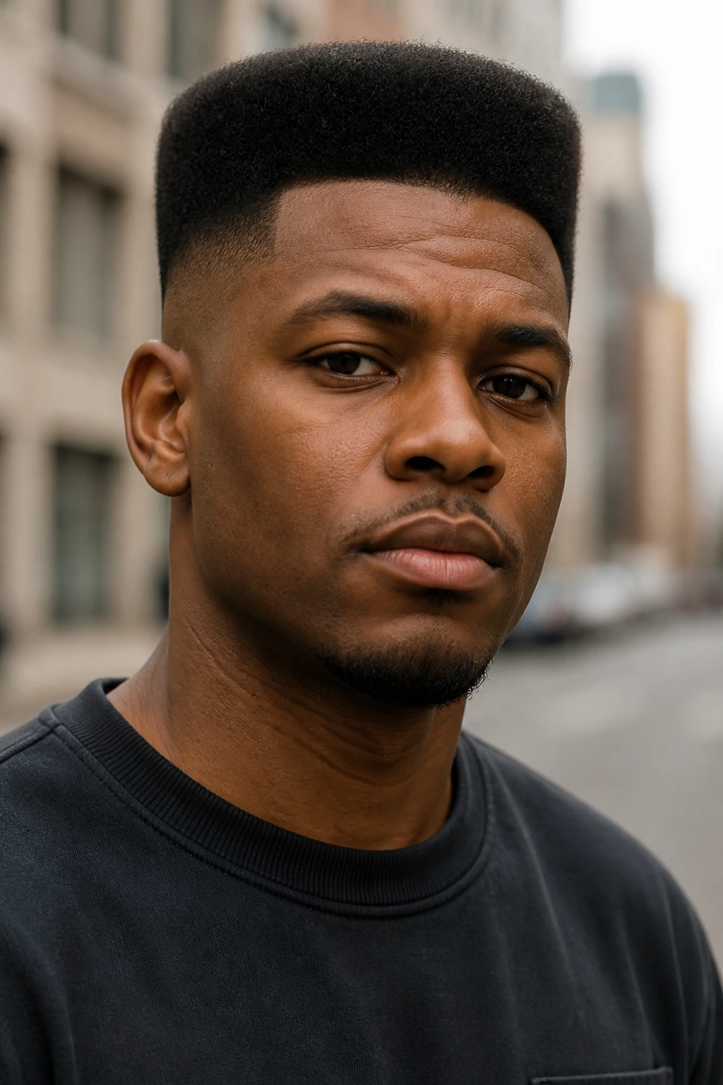 Portrait of a man with a flat top and faded sides