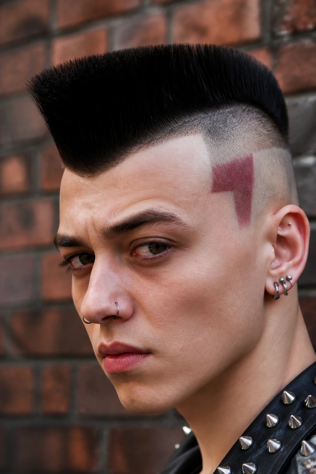 Close-up of a real person with a Flat Top With a Punk Finish featuring a boxy top and shaved side panel.