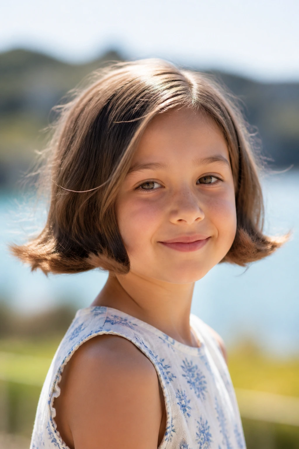 Close-up of a real child with flip-end bob showing outward flipped ends