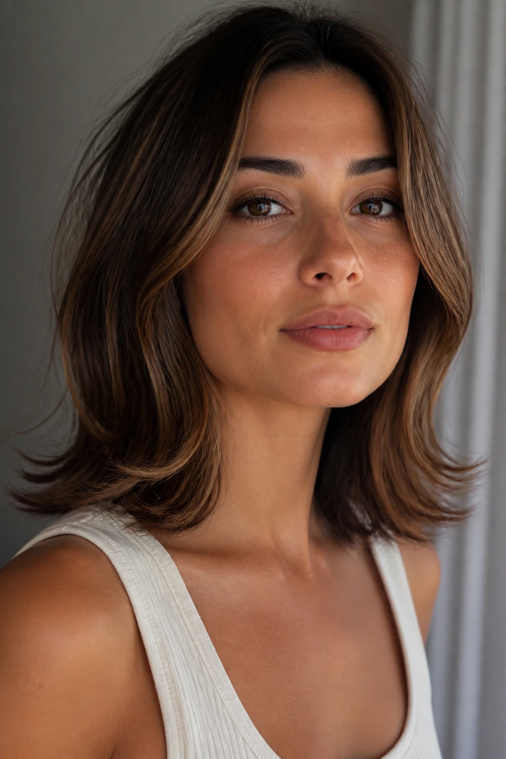 Portrait of woman with flipped-out end waves