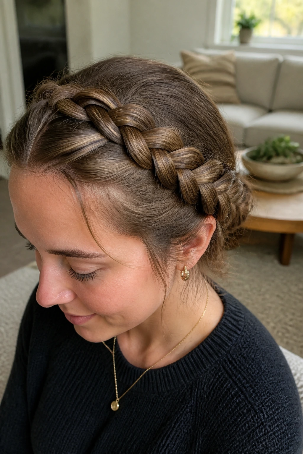 Four-strand braid that looks fuller on thin hair, real person