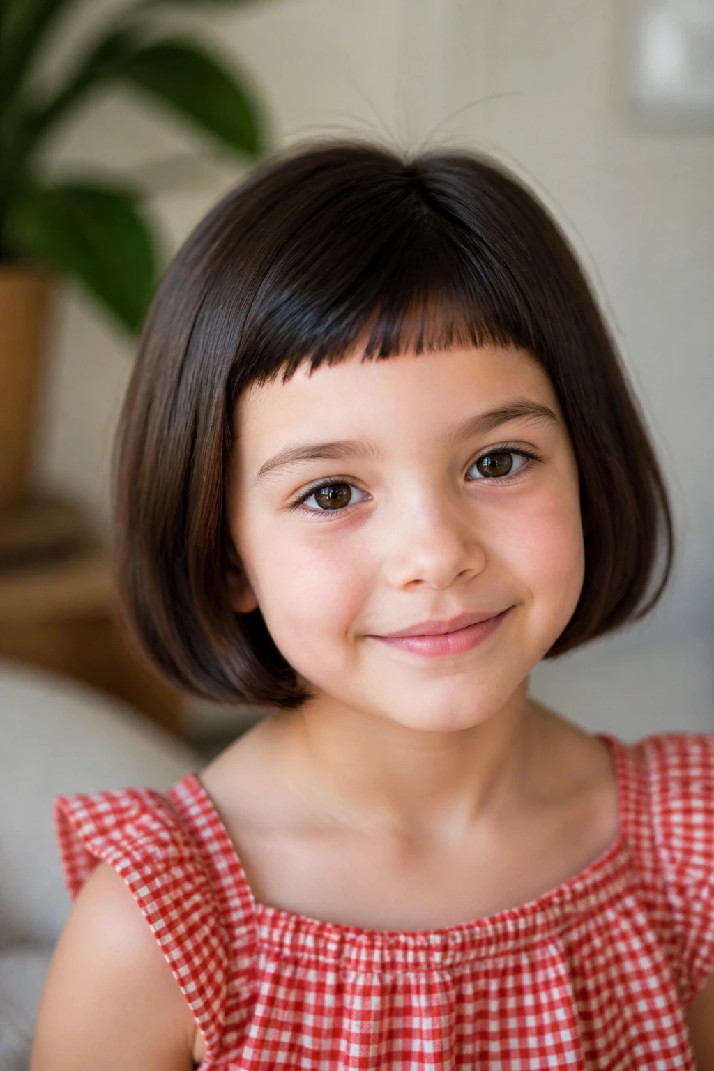 Girl with French bob and tiny fringe portrait