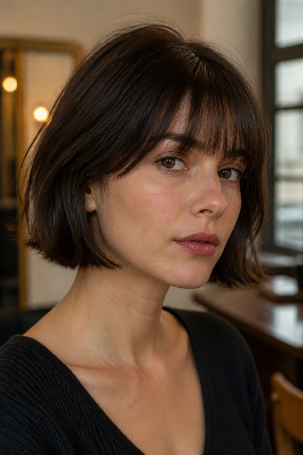 Real person with French Bob soft edge portrait