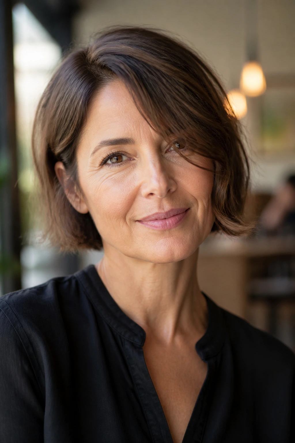 French bob with side bend on real woman