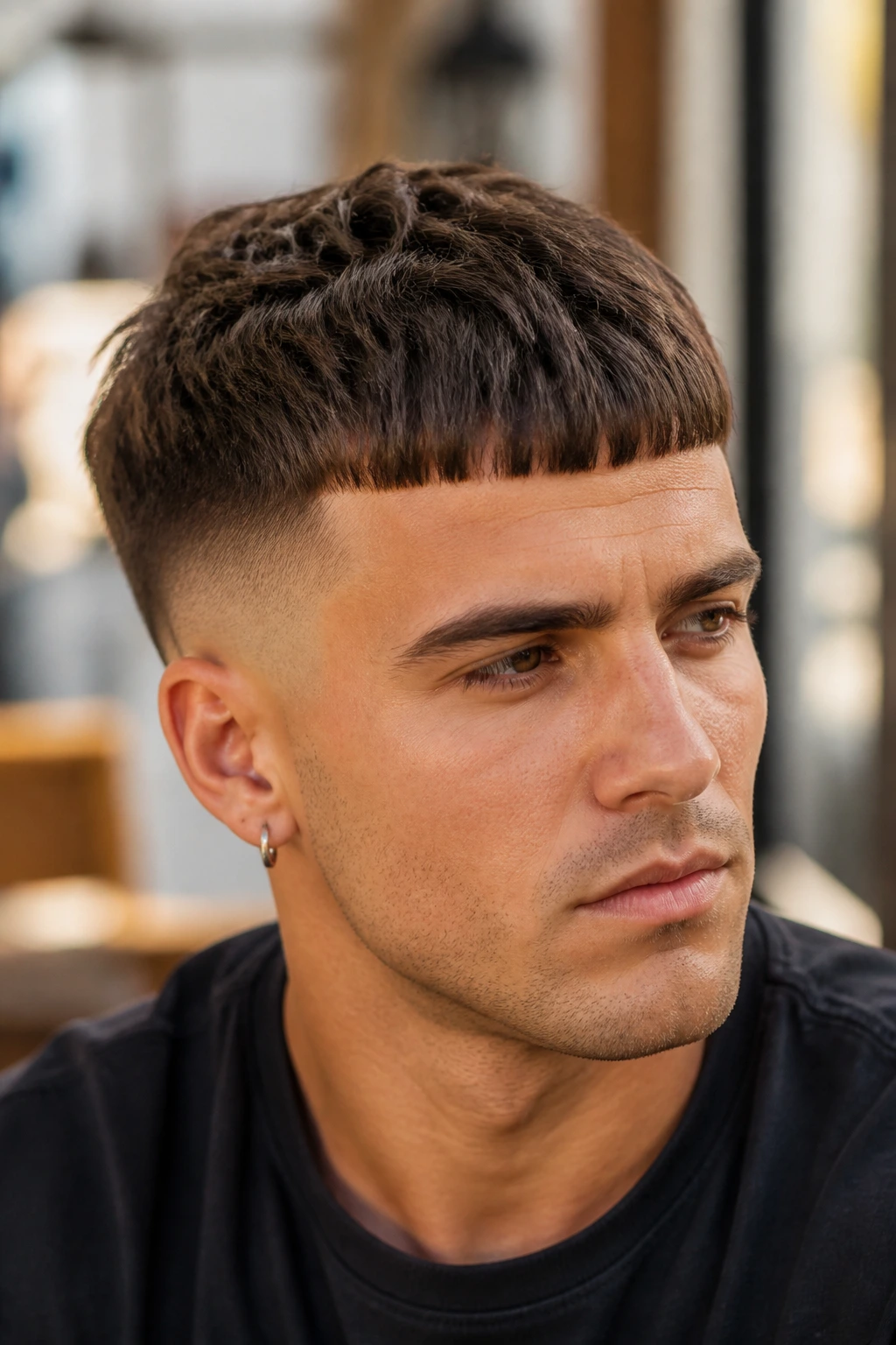 Close-up portrait of a man with a French crop and clean fringe