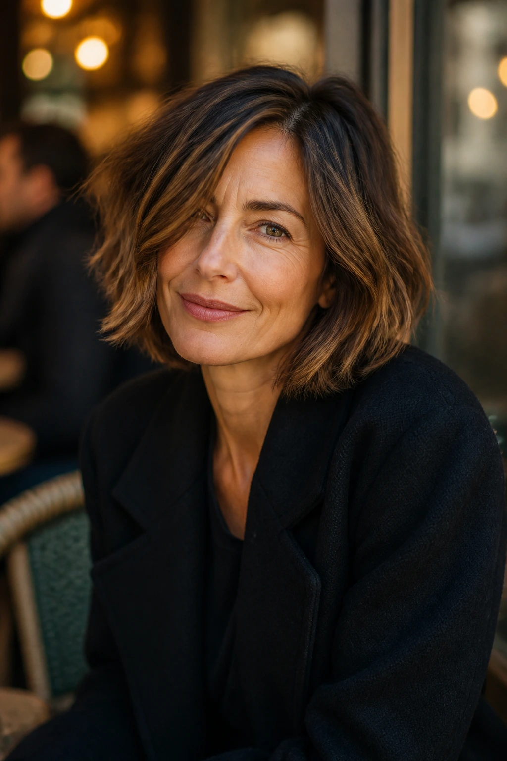 Portrait of a real woman with a French-girl lob and undone waves