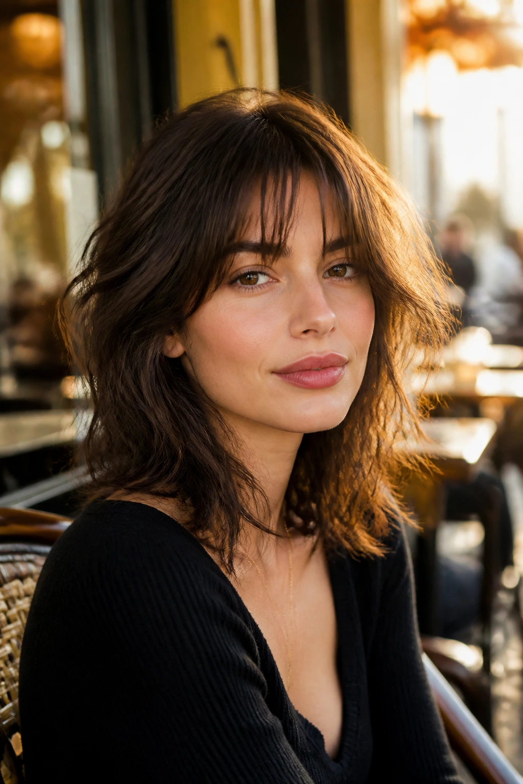 Portrait of a real person with French-girl tousled shag hairstyle.